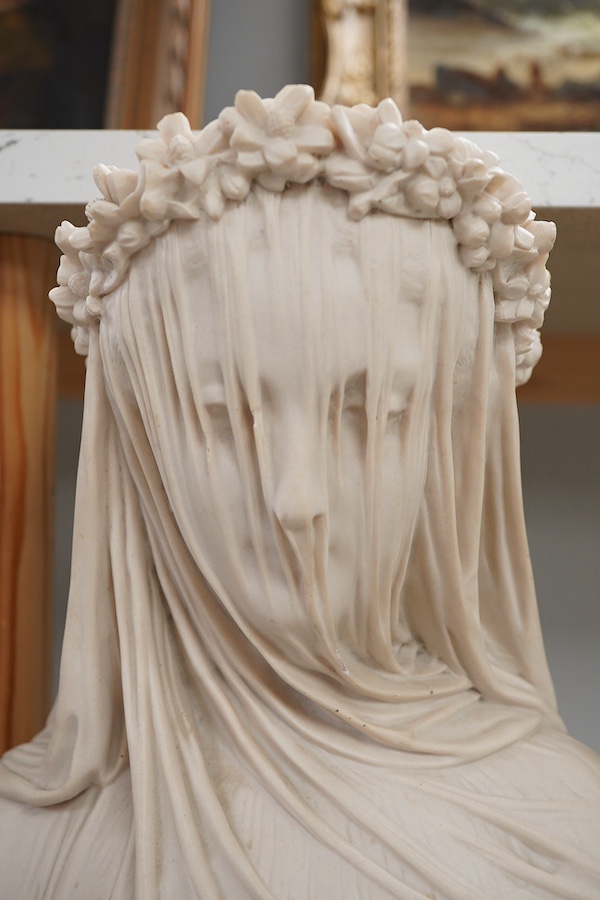 After Raffaele Monti (Italian, 1818-1881), a composition bust of ‘The Veiled Bride’, 36cm